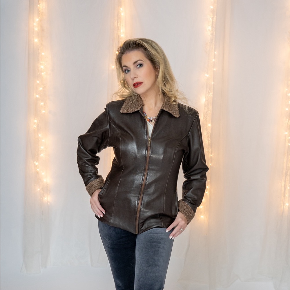 Leather aviator jacket